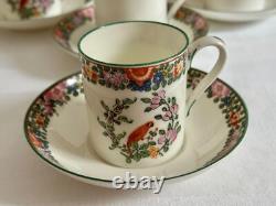 Vintage Royal Worcester 'Old Worcester Parrot' 6 x Trios de Tasses à Café et Soucoupes