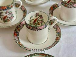 Vintage Royal Worcester 'Old Worcester Parrot' 6 x Trios de Tasses à Café et Soucoupes