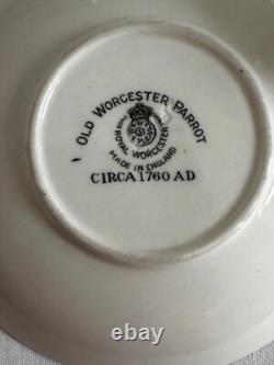 Vintage Royal Worcester 'Old Worcester Parrot' 6 x Trios de Tasses à Café et Soucoupes