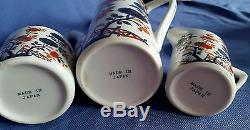 Vintage Set De Thé Japonais Coffee / Pot Bone China Porcelain Blossom 17 Piece