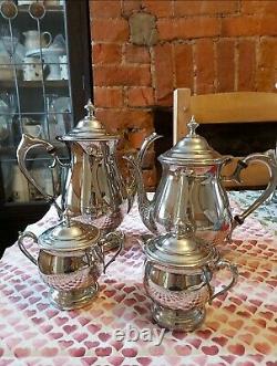 Vintage Silver Plate On Copper Afternoon Tea & Coffee Set 4 Pièces Par Towle
