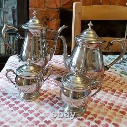 Vintage Silver Plate On Copper Afternoon Tea & Coffee Set 4 Pièces Par Towle