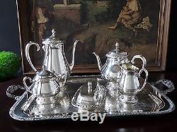 Vintage Silverplate Tea Coffee Set Set Sugar Creamer Beurre Et Plateau Communauté