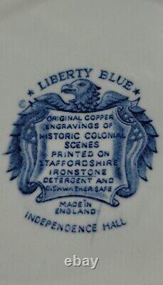 Vintage Staffordshire Liberty Blue Set Of Tea Cup, Bowl, Plates Lire Description