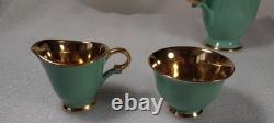 Vintage StavangerFlint Norvège. Service à thé/café vert et or. 15 pièces