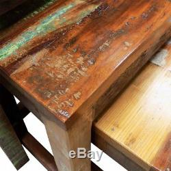 Vintage Tables Gigognes Ensemble Rétro Café Fait Main Solide En Bois De Récupération