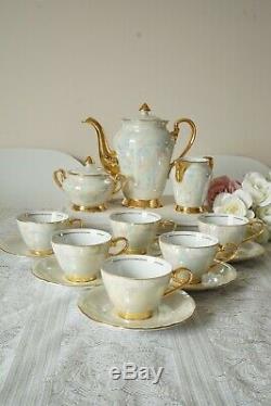 Vintage Tchécoslovaquie 15 Set Pieces Café Nacre Luster Set 2
