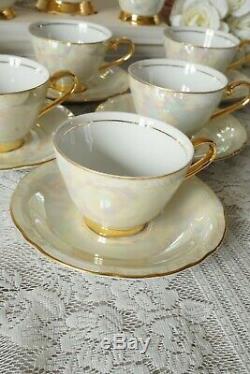 Vintage Tchécoslovaquie 15 Set Pieces Café Nacre Luster Set 2