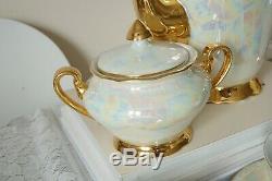 Vintage Tchécoslovaquie 15 Set Pieces Café Nacre Luster Set 2