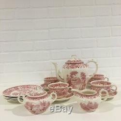 Vintage Villeroy & Boch Burgenland Saar Bordeaux Blanc Tea Set Café Pour 4