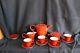 Vintage Vista Alegre Portugal Porcelaine Set De Café 13 Pc Orange Sanguine Rouge