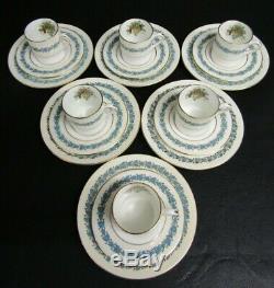 Vintage Wedgwood W3257 Appledore Peint À La Main 21 Piece Set Café 1ère Qualité