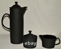 Vtg 1960's Wedgwood Basalt Black Minkin Cafee Potsugarcreamer Set 5pc Tous Ex