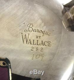 Vtg Baroque Par Wallace Silverplate Set De Service 3 Pièces 282 Coffee Cream Creamer