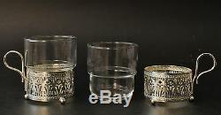 Vtg Boxed 2 Sets Verres À Café Et Thé Porte-billets Argentés Sheffield Porciani Italie