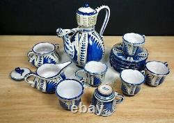 Vtg Ceramic Coffe Pot Set Made In Italy Peint À La Main Espresso Tallyrand 17 Pcs