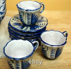 Vtg Ceramic Coffe Pot Set Made In Italy Peint À La Main Espresso Tallyrand 17 Pcs