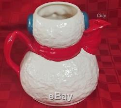 Vtg Frosty Snowman Chocolat Chaud Tasse À Café Tasse Set Punch Bol Théière Pichet