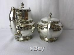 Vtg Gorham Daffodil Silver Coffee Set De Thé 5pc Creamer Sugar Déchets Bowl Victorian