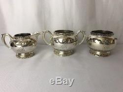 Vtg Gorham Daffodil Silver Coffee Set De Thé 5pc Creamer Sugar Déchets Bowl Victorian