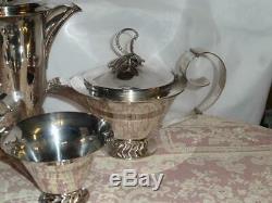 Vtg Ingrid Silverplate Par Trois Procureurs De La Couronne Royale Argenterie Hickman Thé / Café Set