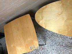 Vtg Modern Set De 3 Tables Coffee Side Blonde Wood Space Age Bdi Becker Conçu