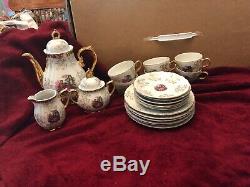 Vtg Porcelaine Café Set D'or Victorienne Couple Sterling Chine Japon 23 Pc De Nice