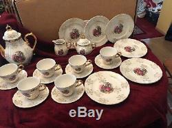 Vtg Porcelaine Café Set D'or Victorienne Couple Sterling Chine Japon 23 Pc De Nice
