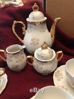 Vtg Porcelaine Café Set D'or Victorienne Couple Sterling Chine Japon 23 Pc De Nice