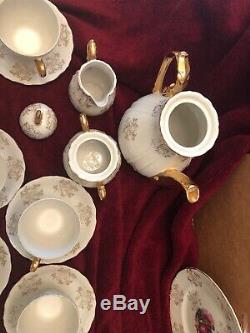 Vtg Porcelaine Café Set D'or Victorienne Couple Sterling Chine Japon 23 Pc De Nice