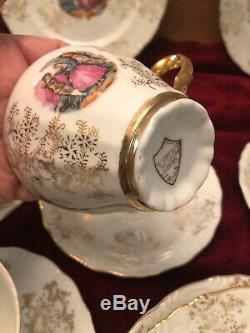 Vtg Porcelaine Café Set D'or Victorienne Couple Sterling Chine Japon 23 Pc De Nice