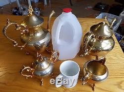 Vtg Rare Gold Finish Argent Sur Cuivre R. S. G. Birmingham Co. 5 Pc Tea Set