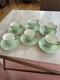 Wedgwood Art Dexo Vintage Tasse &agrave; Espresso Et Soucoupe En Perles Vert Menthe, Lot De 6