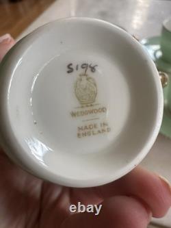 Wedgwood Art Dexo Vintage Tasse à espresso et soucoupe en perles vert menthe, lot de 6