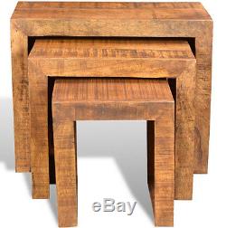 Wood Nest Of Tables Lampe De Café Side End Ensemble De Plantes Vintage Set De 3
